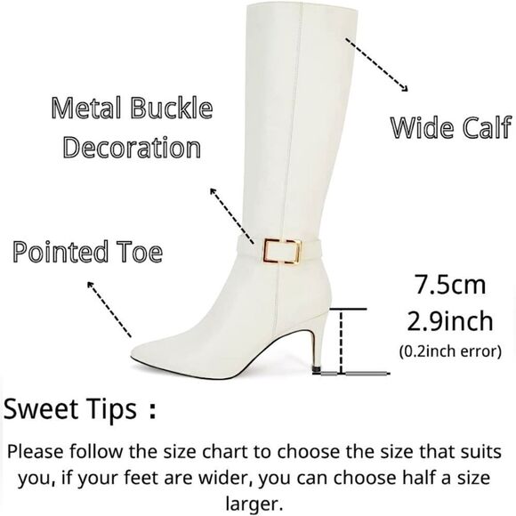 (39-2902) COUTGO Womens Knee High Boots Stiletto Heels Sz 8.5 - Picture 1 of 11